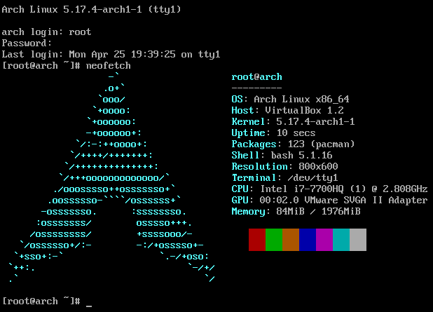 Screenshot of Neofetch output in command-line